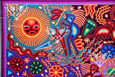 Nierika de Estambre Cuadro Huichol - Maxa kuaxi - 120 x 120 cm. - Arte Huichol - Marakame