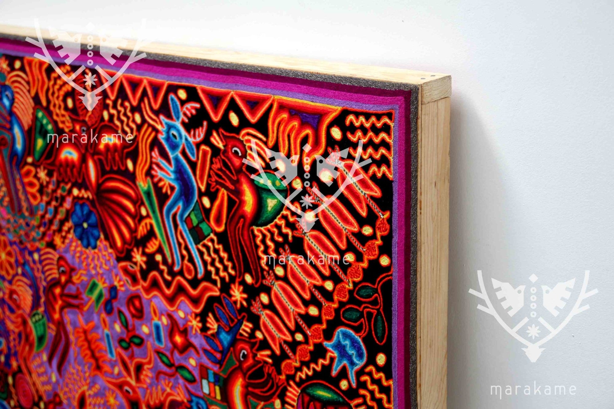 Nierika de Estambre Cuadro Huichol - Maxa kuaxi - 120 x 120 cm. - Arte Huichol - Marakame