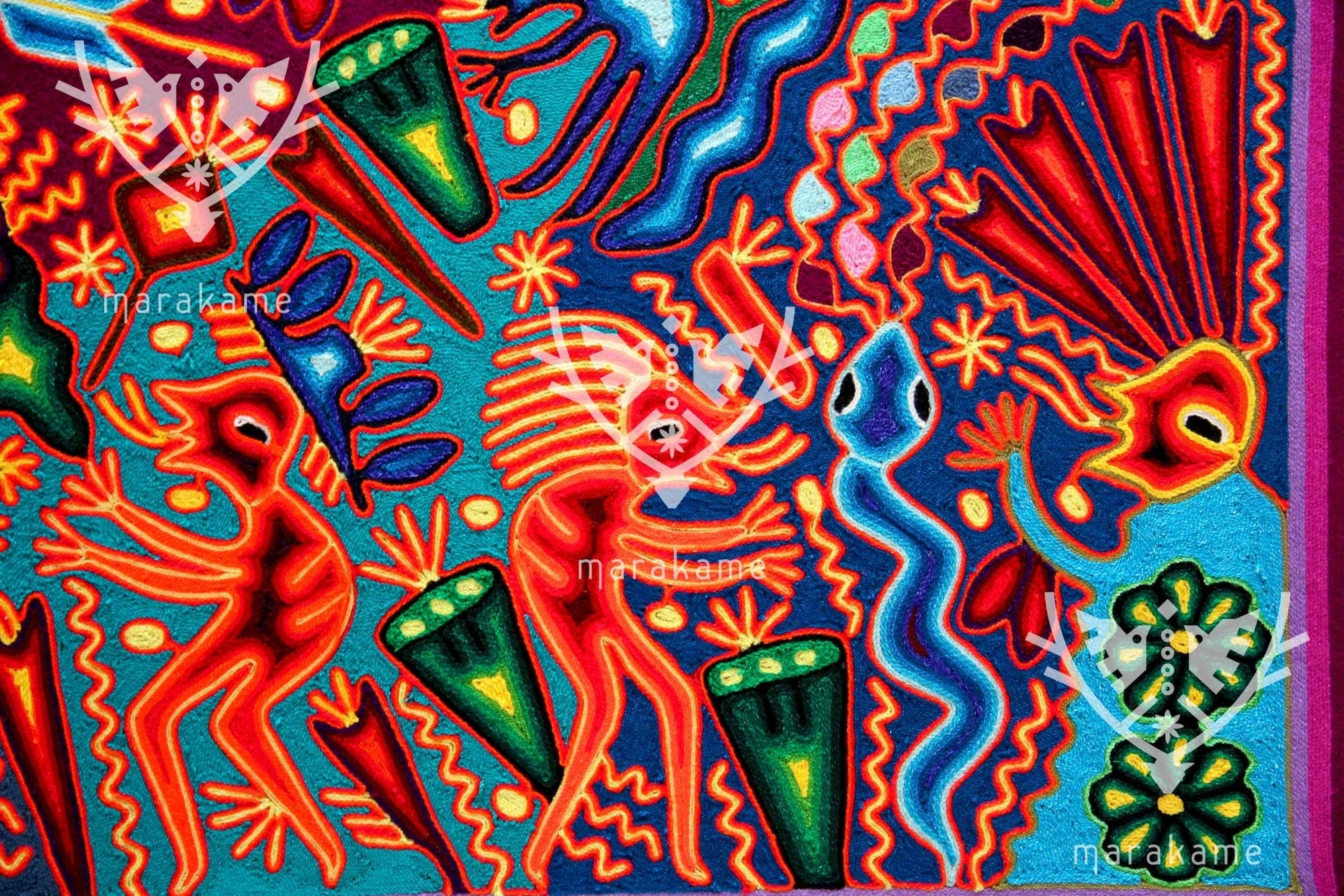 Nierika de Estambre Cuadro Huichol - Maxa kuaxi - 120 x 120 cm. - Arte Huichol - Marakame