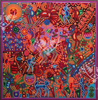 Yarn Nierika Huichol Painting - Maxa kuaxi - 120 x 120 cm. - Huichol Art - Marakame