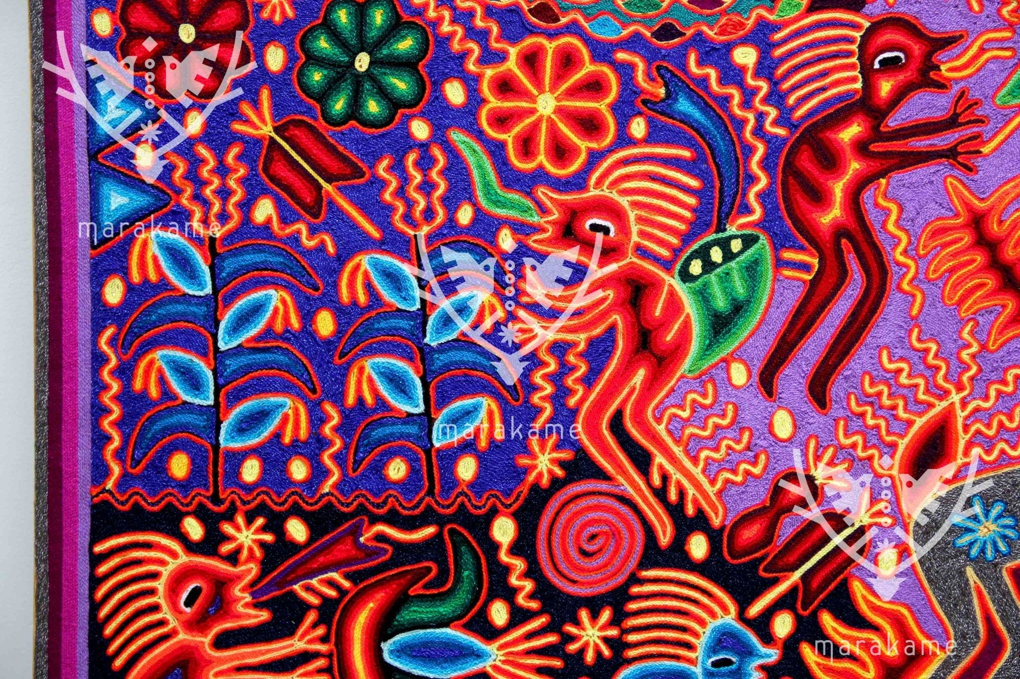 Yarn Nierika Huichol Painting - Maxa kuaxi - 120 x 120 cm. - Huichol Art - Marakame
