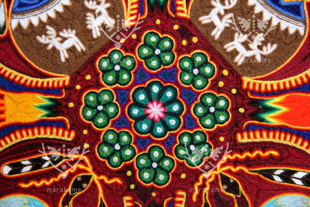 Nierika de Estambre Cuadro Huichol - Muwieri - 30 x 30 cm. - Arte Huichol - Marakame