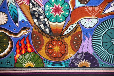 Nierika de Estambre Cuadro Huichol - Tatéi kiewimuka - 70 x 70 cm. - Arte Huichol - Marakame