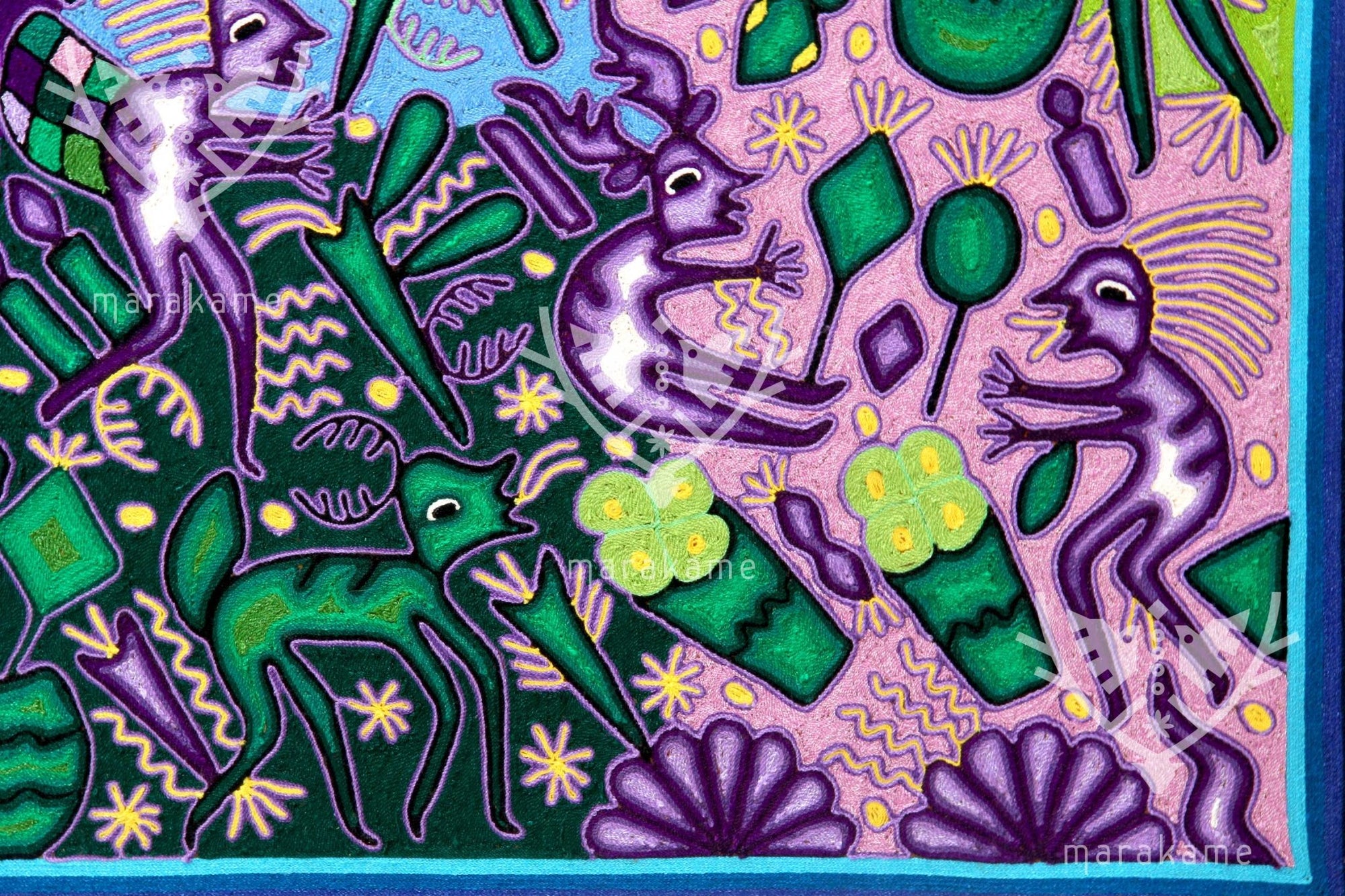 Garn Nierika Huichol Bild - Tawexika - 120 x 120 cm. - Huichol-Kunst - Marakame