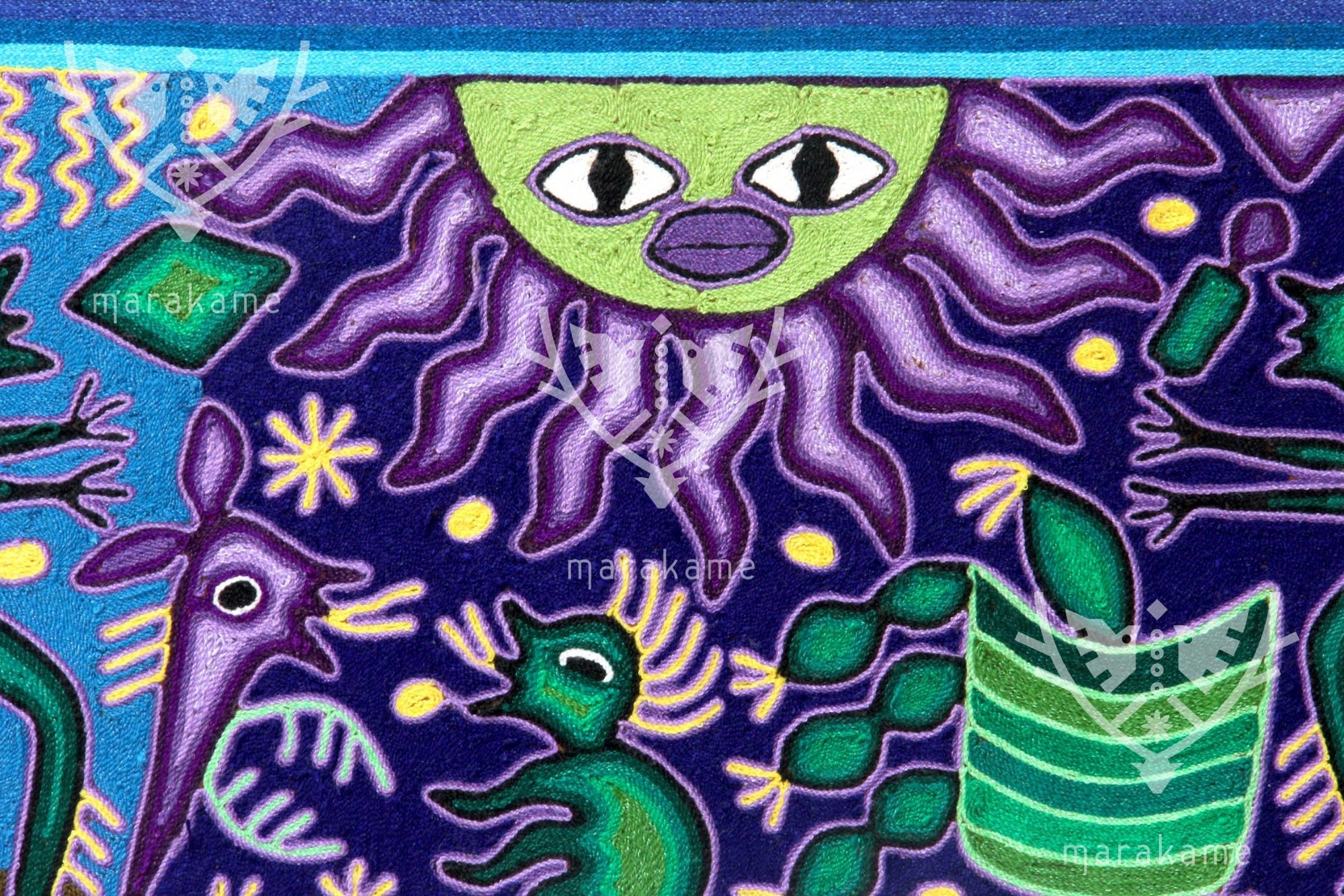 Garn Nierika Huichol Bild - Tawexika - 120 x 120 cm. - Huichol-Kunst - Marakame