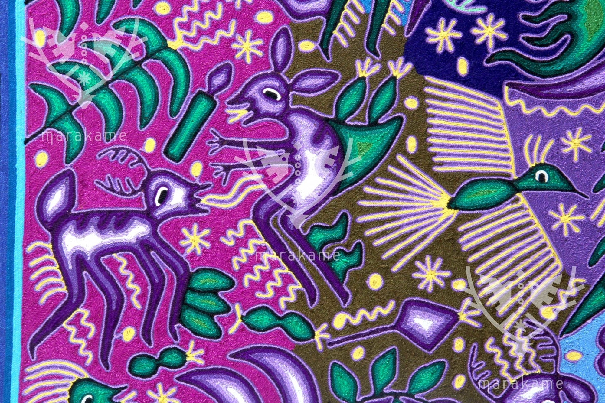 Garn Nierika Huichol Bild - Tawexika - 120 x 120 cm. - Huichol-Kunst - Marakame
