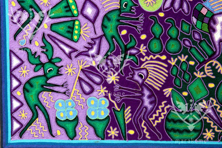 Nierika de Estambre Cuadro Huichol - Tawexika - 120 x 120 cm. - Arte Huichol - Marakame