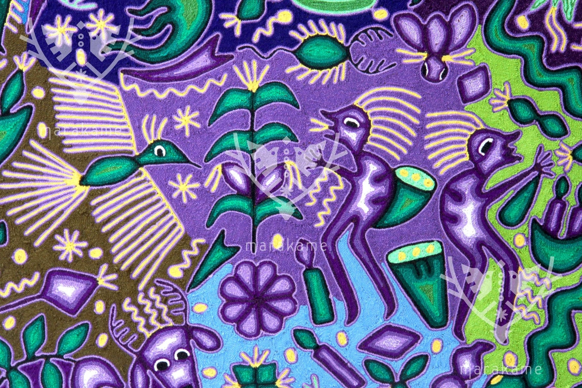 Garn Nierika Huichol Bild - Tawexika - 120 x 120 cm. - Huichol-Kunst - Marakame