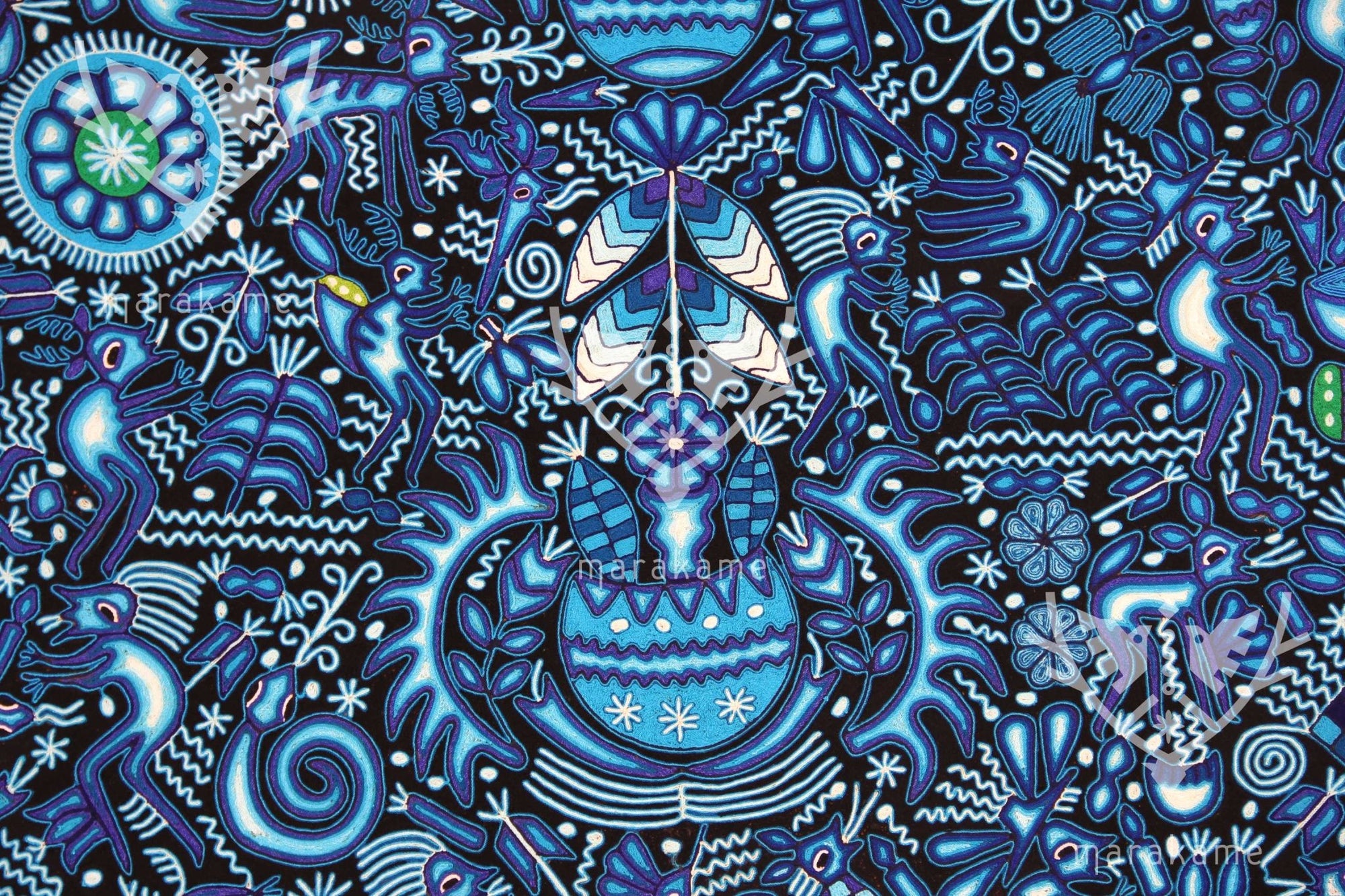 Nierika de Estambre Cuadro Huichol - Xukuri - 200 x 200 cm. - Arte Huichol - Marakame