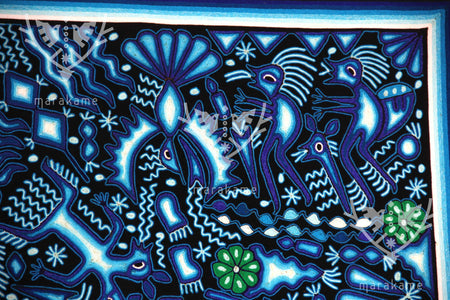 Nierika de Estambre Cuadro Huichol - Xukuri - 200 x 200 cm. - Arte Huichol - Marakame