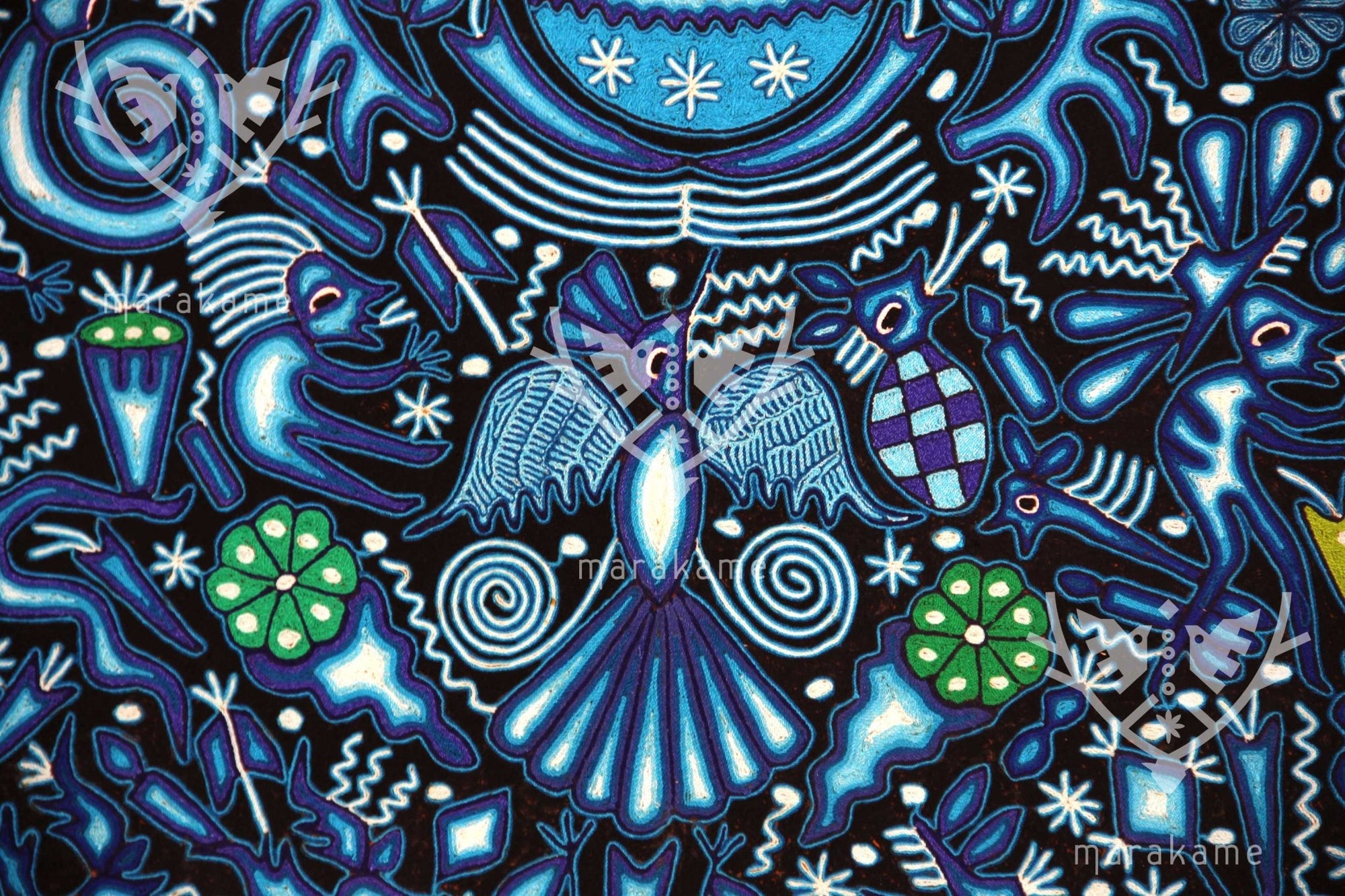 Nierika de Estambre Cuadro Huichol - Xukuri - 200 x 200 cm. - Arte Huichol - Marakame