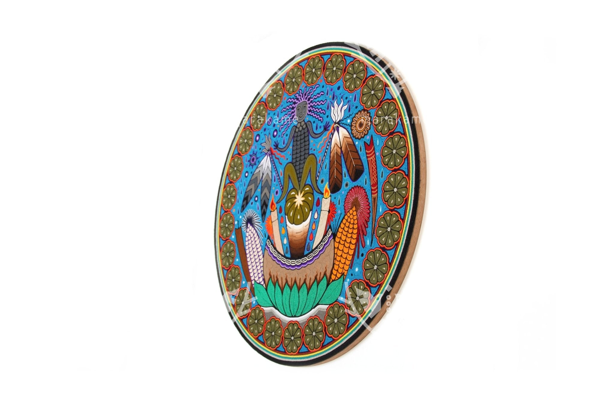 Fine Worsted Nierika Huichol Circle - Niwetsika - 60 cm. - Huichol Art - Marakame