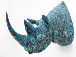 Preventa - Escultura Arte Huichol - Cabeza de Rinoceronte adulto - Hikuri - Arte Huichol - Marakame