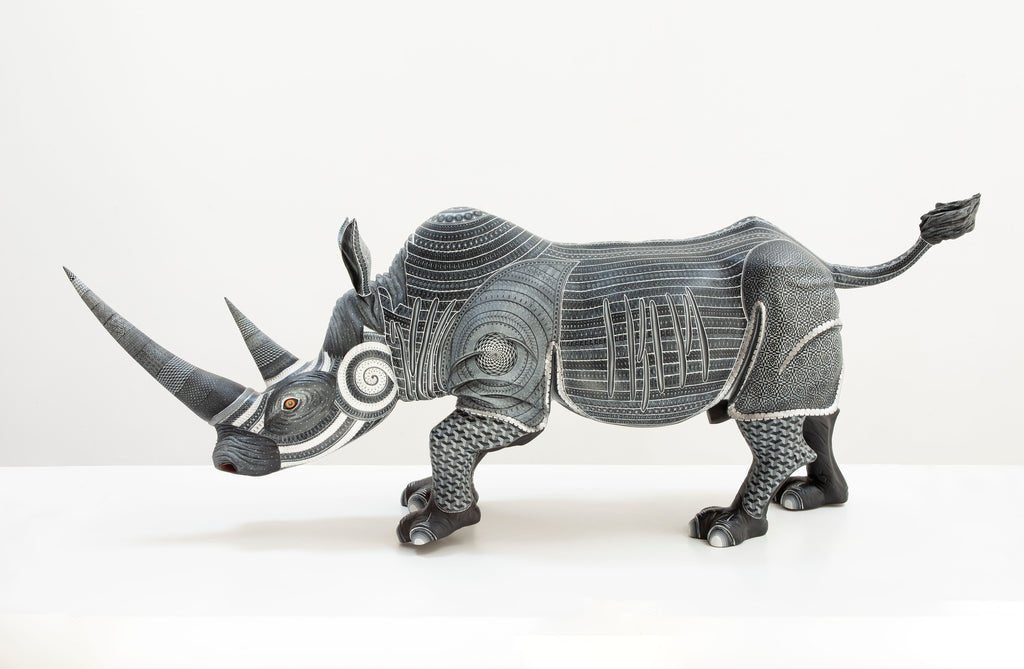 Rhinocéros Impérial - Art Huichol - Marakame