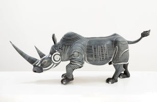 Rhinocéros Impérial - Art Huichol - Marakame