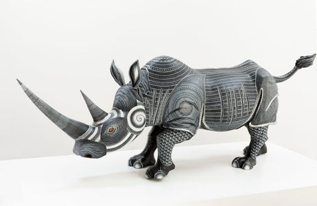 Rhinocéros Impérial - Art Huichol - Marakame