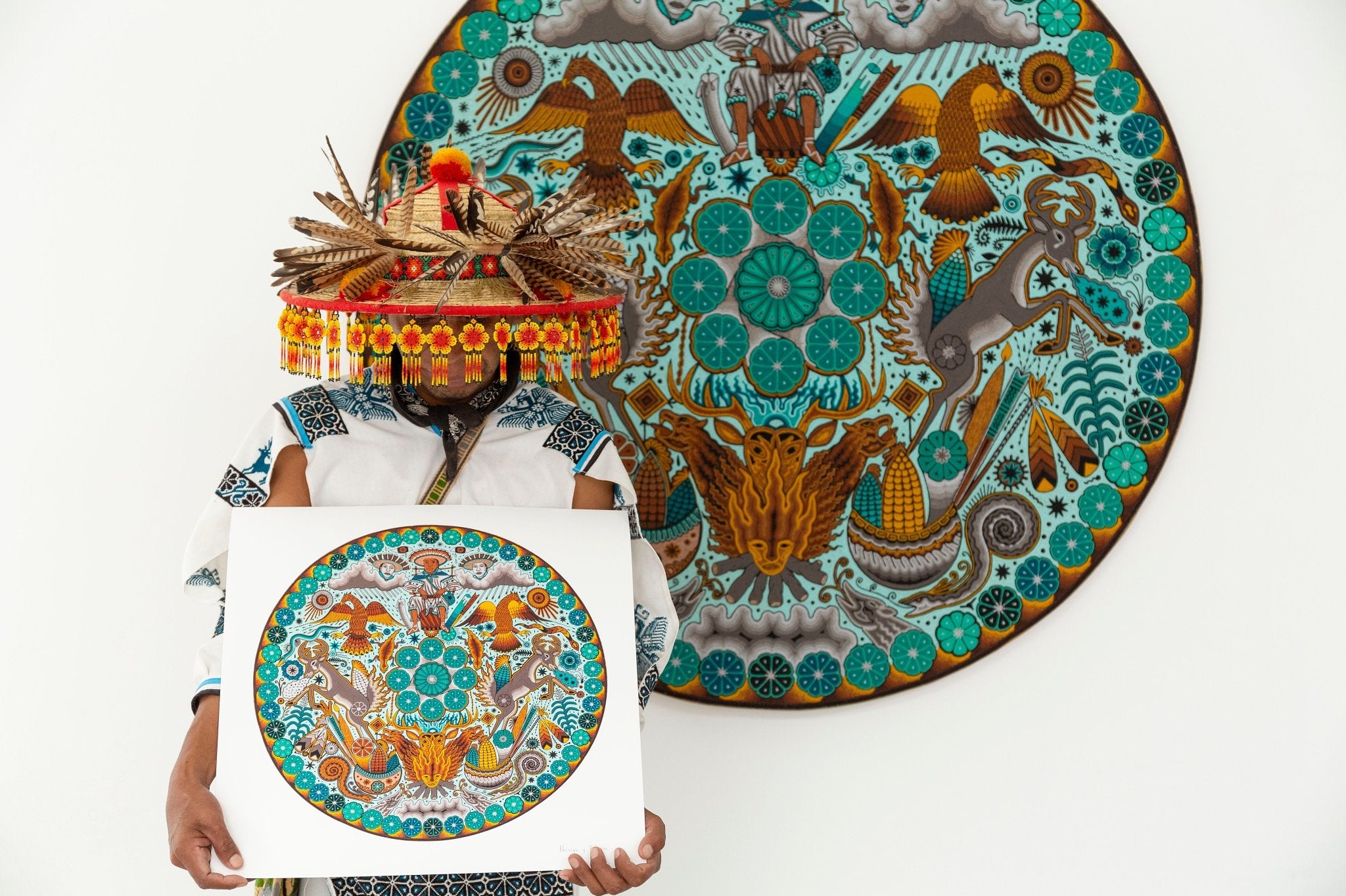 Wirikuta mieme - 45 x 45 cm. - 18 x 18 in. - Huichol Art - Marakame